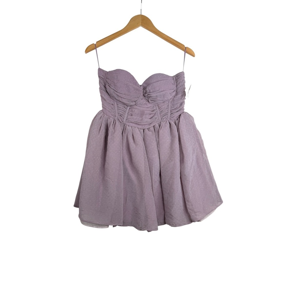 New Altar'd State Glitzy Strapless Shimmer Mini Dress size Medium Lilac Purple